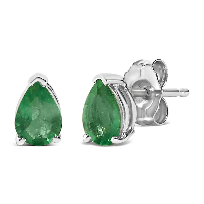 Aretes de botón solitarios con piedra en forma de pera de 6x4 mm en oro de 14K, foto 19