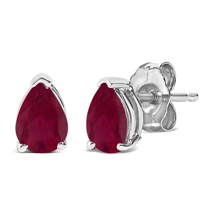 Aretes de botón solitarios con piedra en forma de pera de 6x4 mm en oro de 14K, foto 17