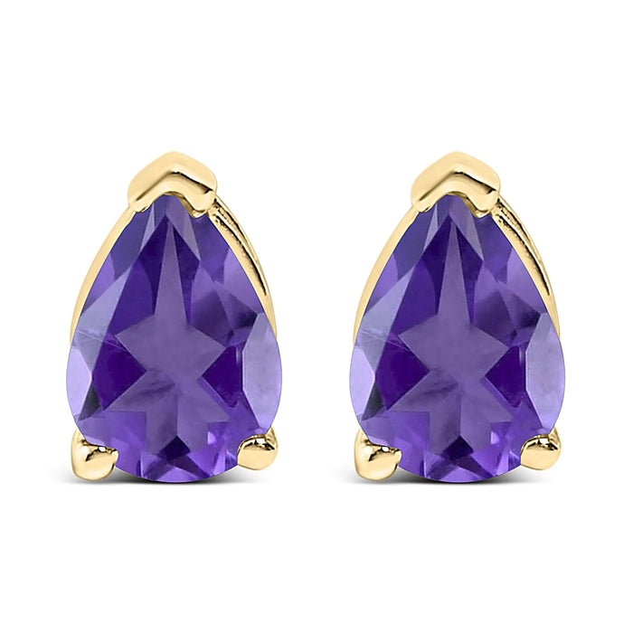 Aretes de botón solitarios con piedra en forma de pera de 6x4 mm en oro de 14K, foto 5