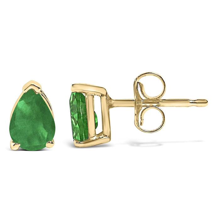 Aretes de botón solitarios con piedra en forma de pera de 6x4 mm en oro de 14K, foto 34