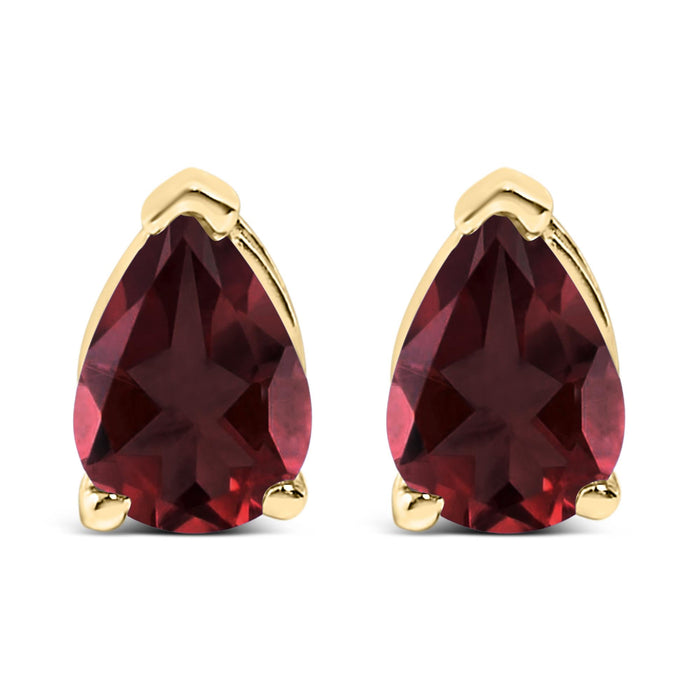 Aretes de botón solitarios con piedra en forma de pera de 6x4 mm en oro de 14K, foto 3