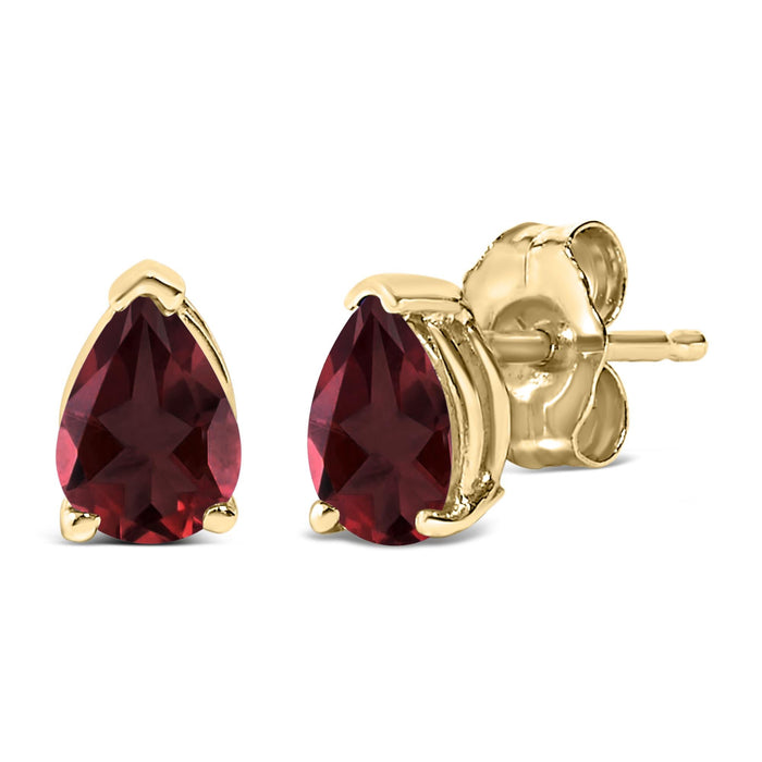 Aretes de botón solitarios con piedra en forma de pera de 6x4 mm en oro de 14K, foto 13