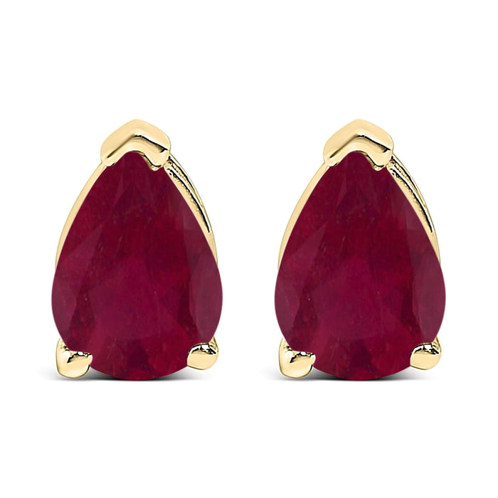 Aretes de botón solitarios con piedra en forma de pera de 6x4 mm en oro de 14K, foto 2