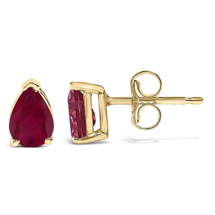 Aretes de botón solitarios con piedra en forma de pera de 6x4 mm en oro de 14K, foto 32