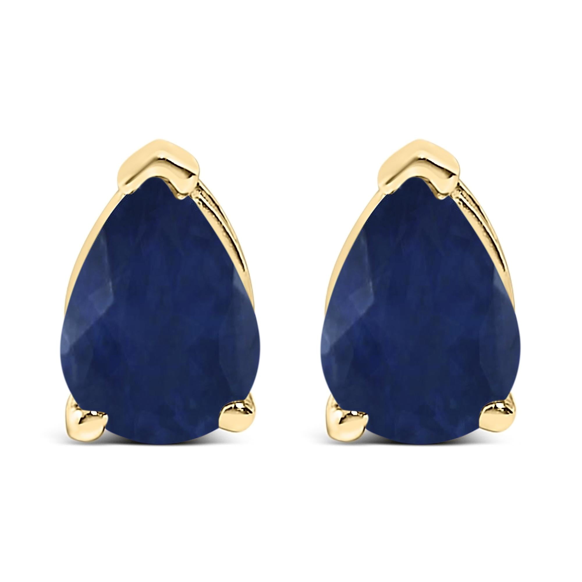Aretes de botón solitarios con piedra en forma de pera de 6x4 mm en oro de 14K, foto 1