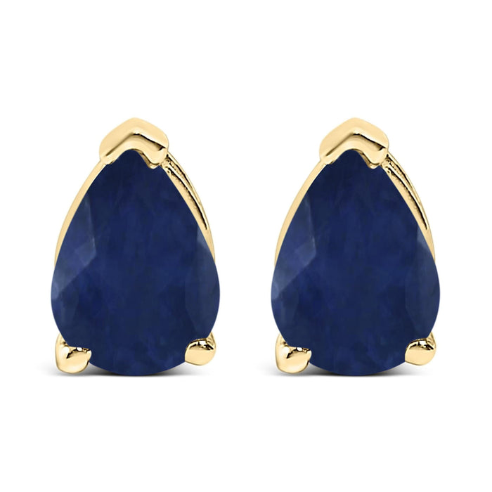 Aretes de botón solitarios con piedra en forma de pera de 6x4 mm en oro de 14K, foto 1