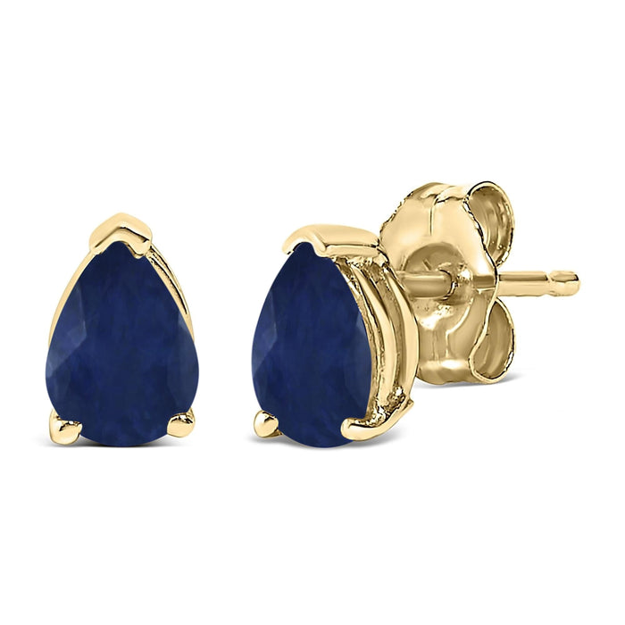 Aretes de botón solitarios con piedra en forma de pera de 6x4 mm en oro de 14K, foto 11