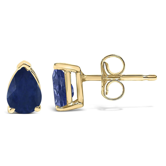 Aretes de botón solitarios con piedra en forma de pera de 6x4 mm en oro de 14K, foto 31