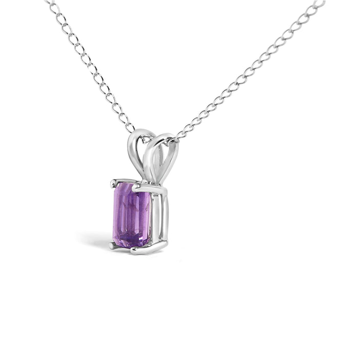 Collar con colgante solitario con gema talla esmeralda de 6x4mm en oro de 14K, foto 40