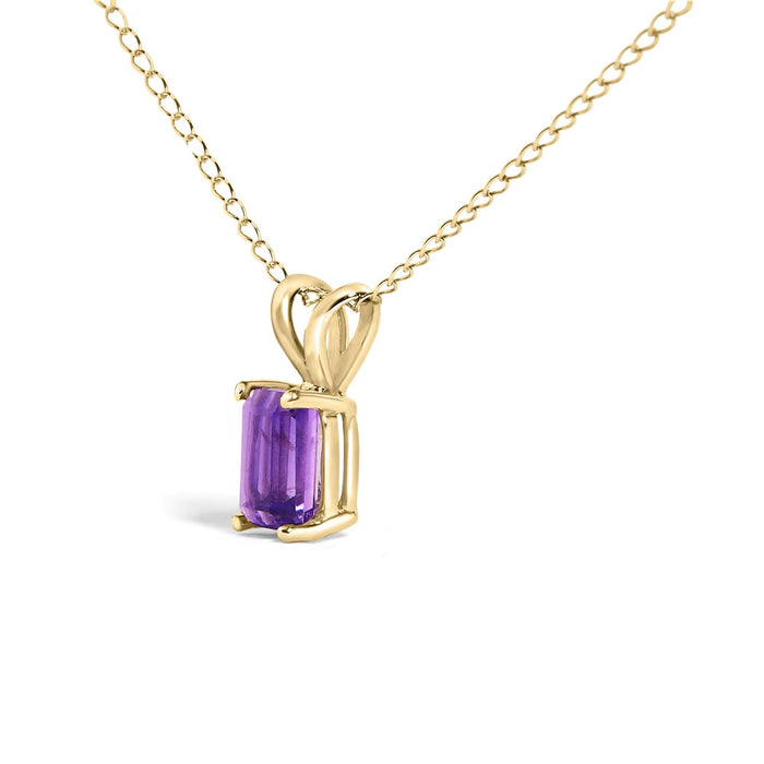 Collar con colgante solitario con gema talla esmeralda de 6x4mm en oro de 14K, foto 35
