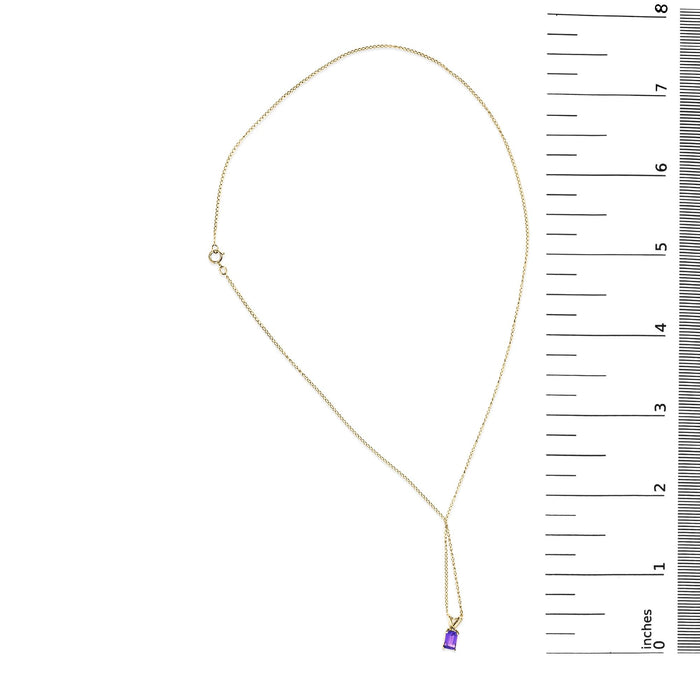 Collar con colgante solitario con gema talla esmeralda de 6x4mm en oro de 14K, foto 45