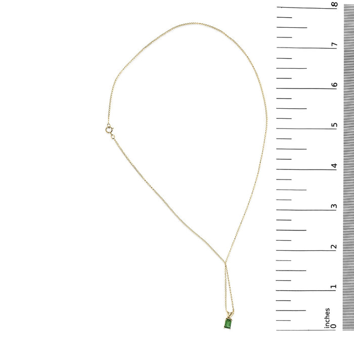 Collar con colgante solitario con gema talla esmeralda de 6x4mm en oro de 14K, foto 44