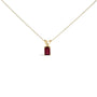 Collar con colgante solitario con gema talla esmeralda de 6x4mm en oro de 14K, foto 2