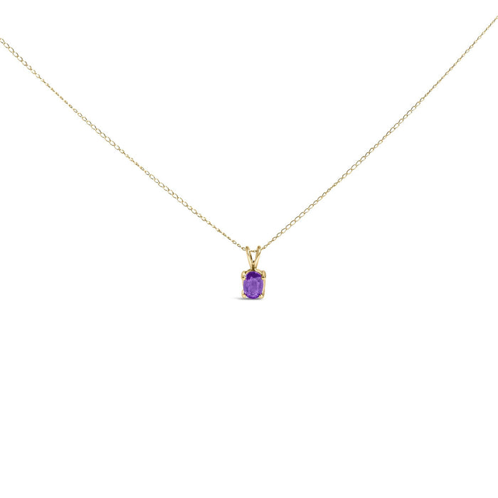 Collar con colgante solitario de piedra ovalada de 6x4 mm en oro de 14K, foto 5