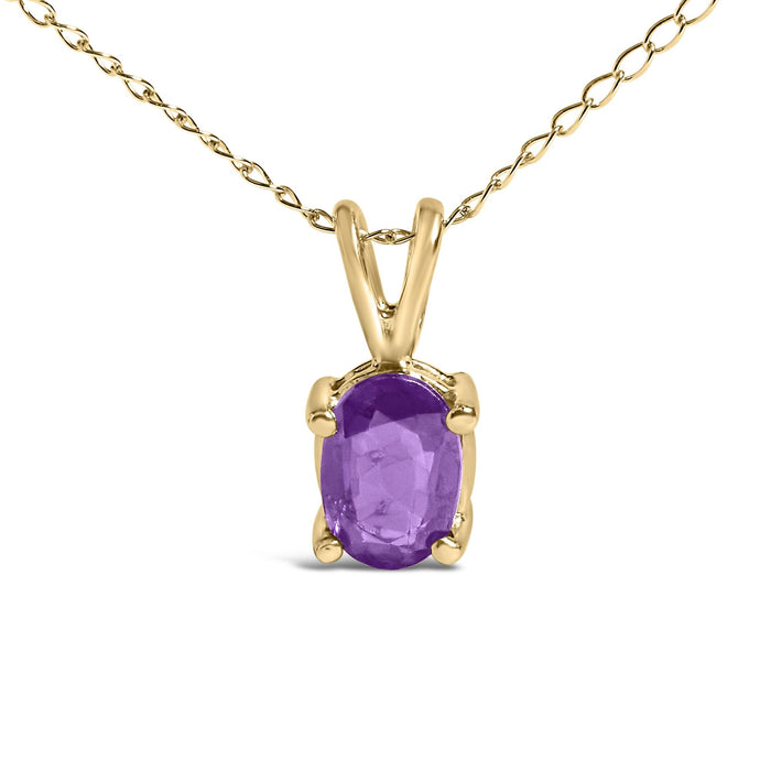 Collar con colgante solitario de piedra ovalada de 6x4 mm en oro de 14K, foto 15