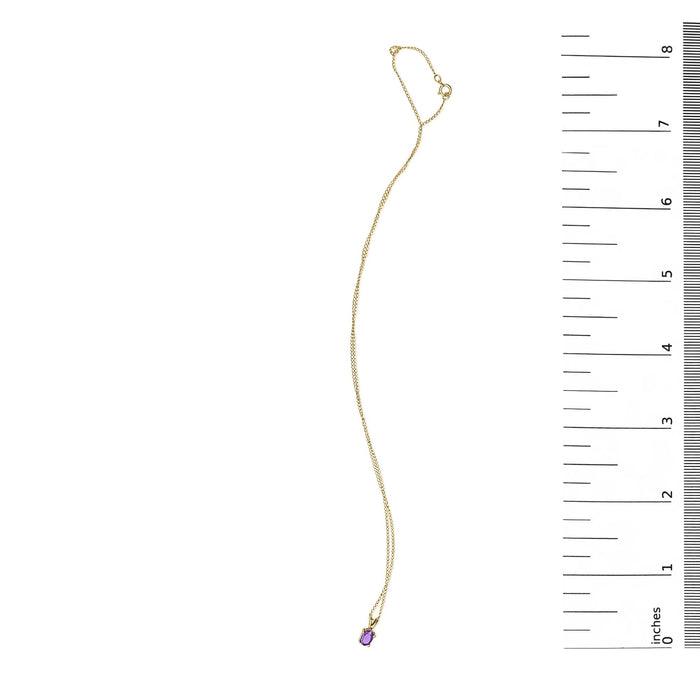 Collar con colgante solitario de piedra ovalada de 6x4 mm en oro de 14K, foto 45