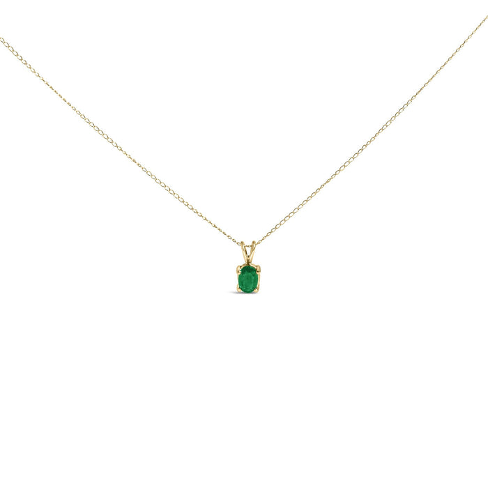 Collar con colgante solitario de piedra ovalada de 6x4 mm en oro de 14K, foto 4