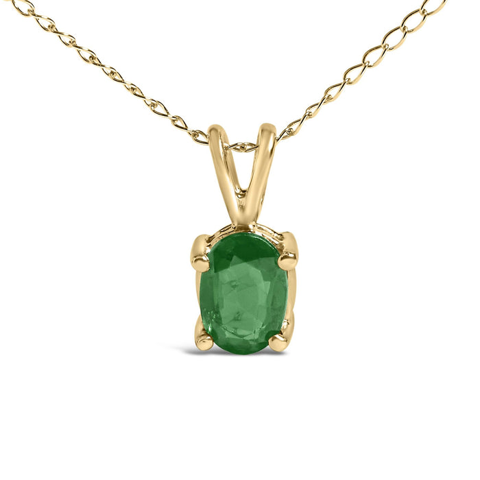 Collar con colgante solitario de piedra ovalada de 6x4 mm en oro de 14K, foto 14