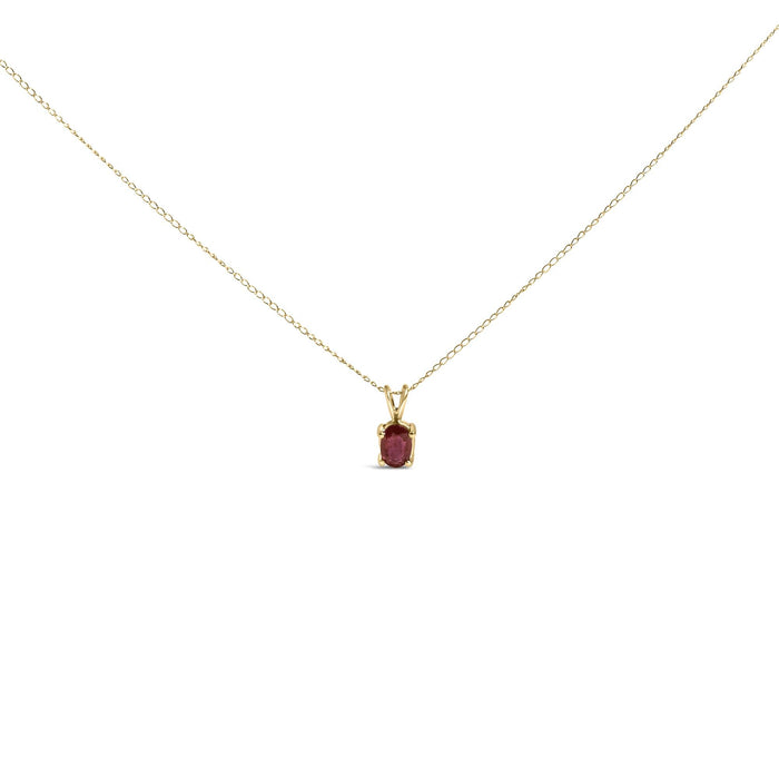 Collar con colgante solitario de piedra ovalada de 6x4 mm en oro de 14K, foto 3
