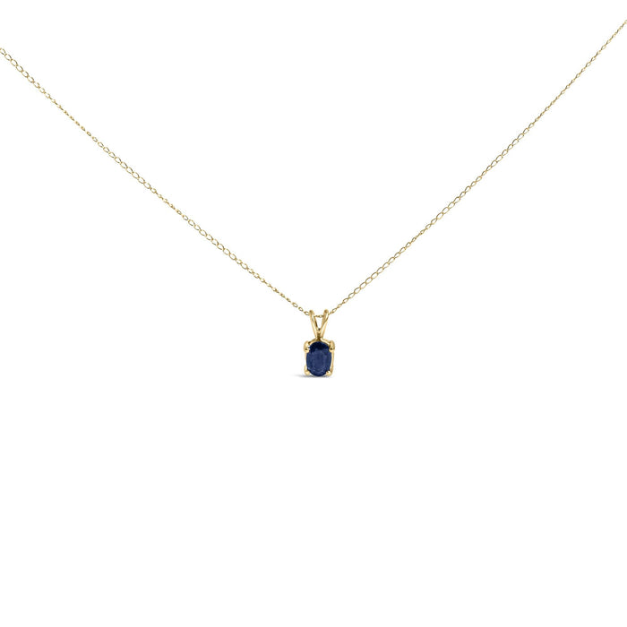 Collar con colgante solitario de piedra ovalada de 6x4 mm en oro de 14K, foto 1