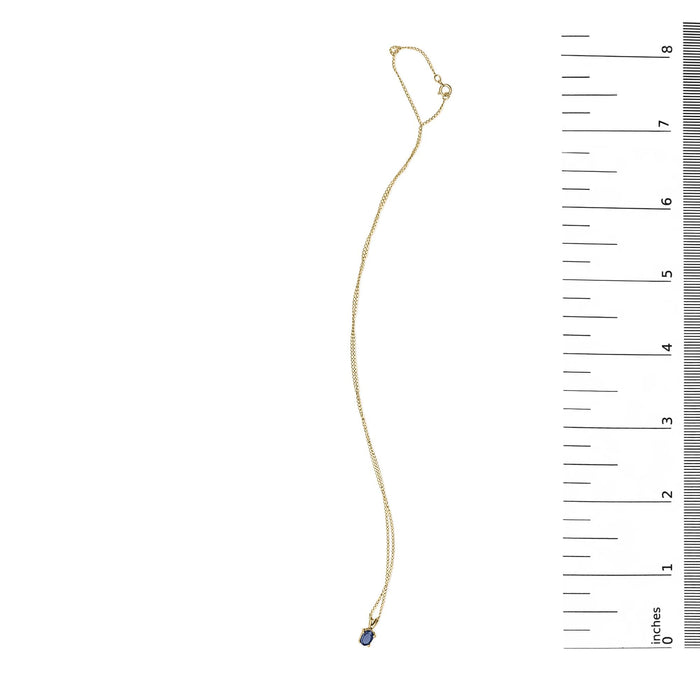 Collar con colgante solitario de piedra ovalada de 6x4 mm en oro de 14K, foto 41