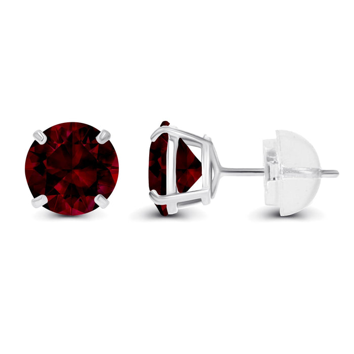 2.00 CTW Natural Red Garnet Stud Earrings in 14K White Gold, photo 2