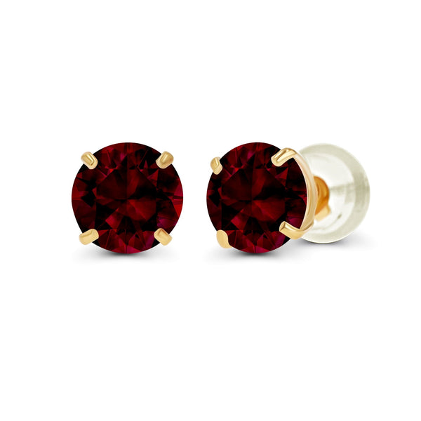 2.00 CTW Natural Red Garnet Stud Earrings in 14K Yellow Gold, photo 1