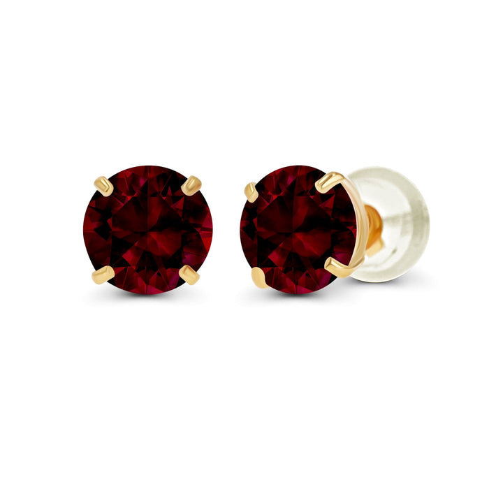 2.00 CTW Natural Red Garnet Stud Earrings in 14K Yellow Gold, photo 1
