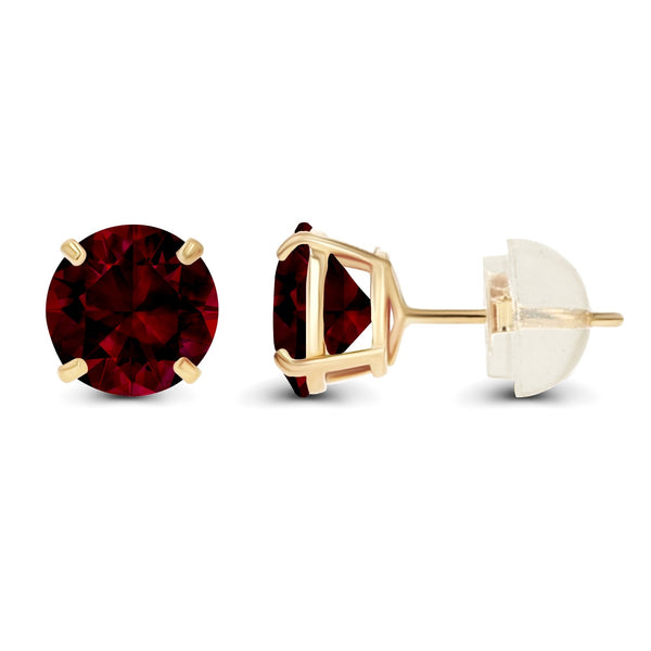 2.00 CTW Natural Red Garnet Stud Earrings in 14K Yellow Gold, photo 2