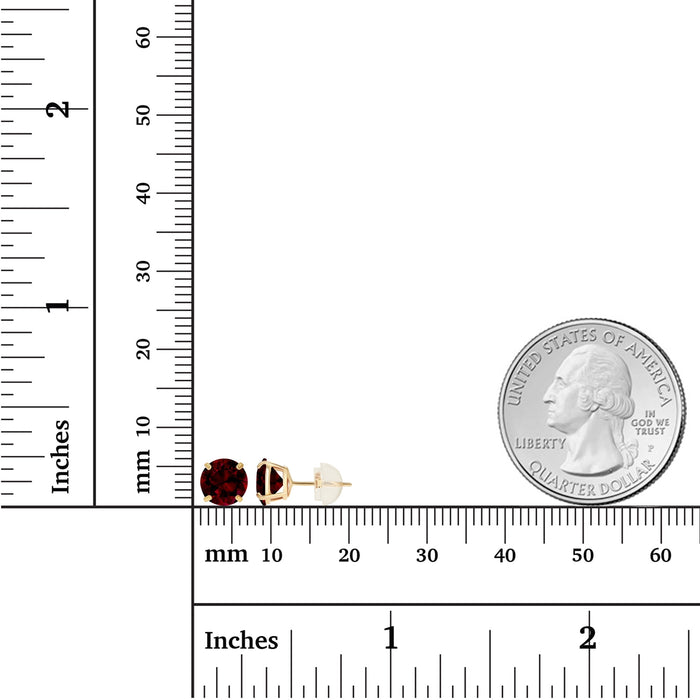 2.00 CTW Natural Red Garnet Stud Earrings in 14K Yellow Gold, photo 3