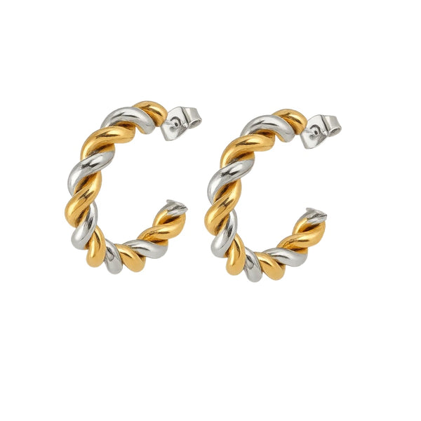 Gilded Twist Mixed Metal Two-Tone Hoop Earrings, photo 1