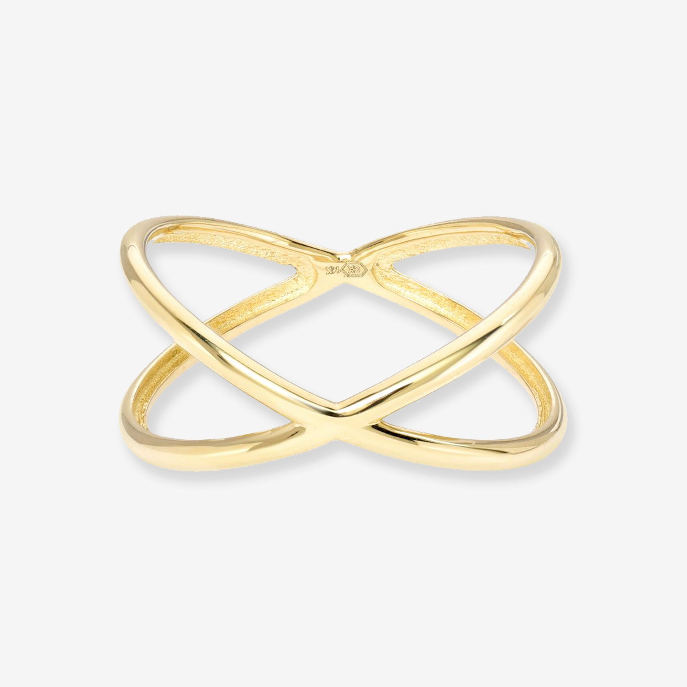 14K Gold X Ring, photo 1
