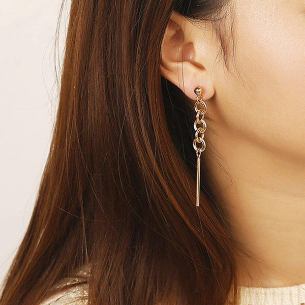 Aretes colgantes de cadena y barra, foto 2