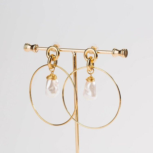 Simulated Pearl Drop Hoop Earrings, photo 2