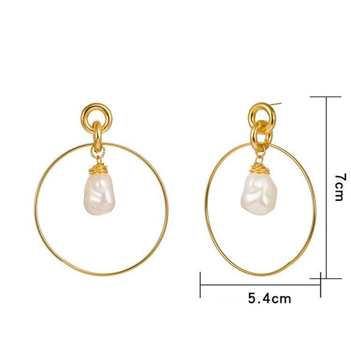 Simulated Pearl Drop Hoop Earrings, photo 3