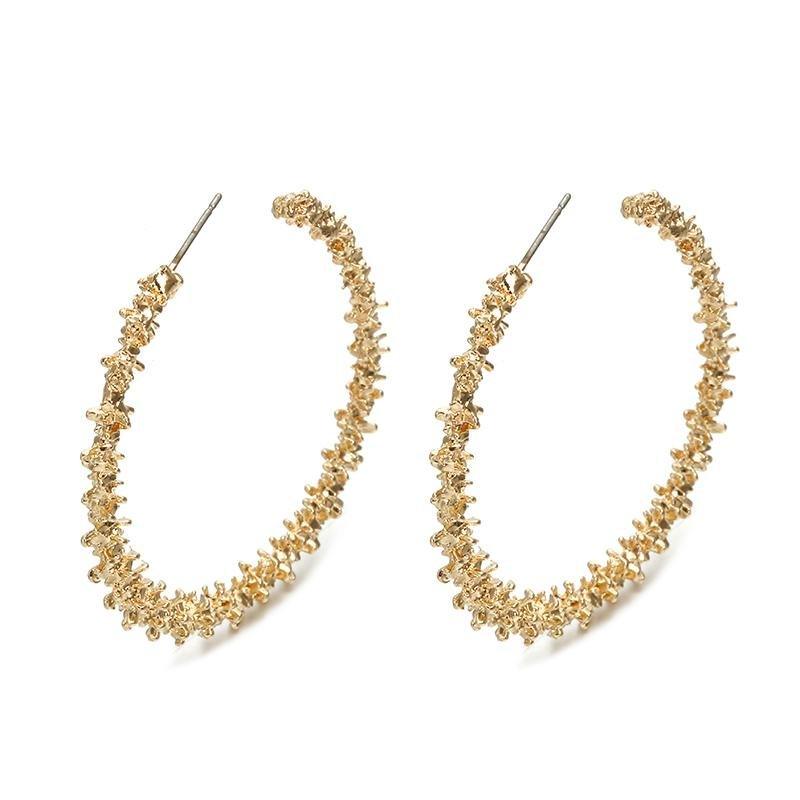 Chunky Gold Nugget Hoop Earrings, photo 1