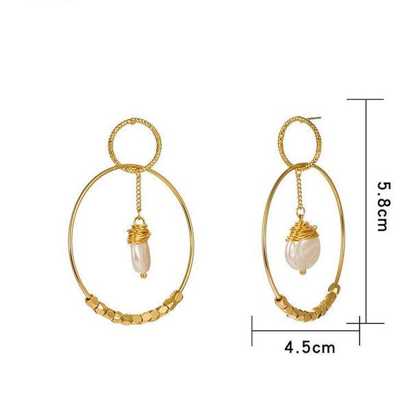 Aretes de doble aro con perla simulada, foto 2
