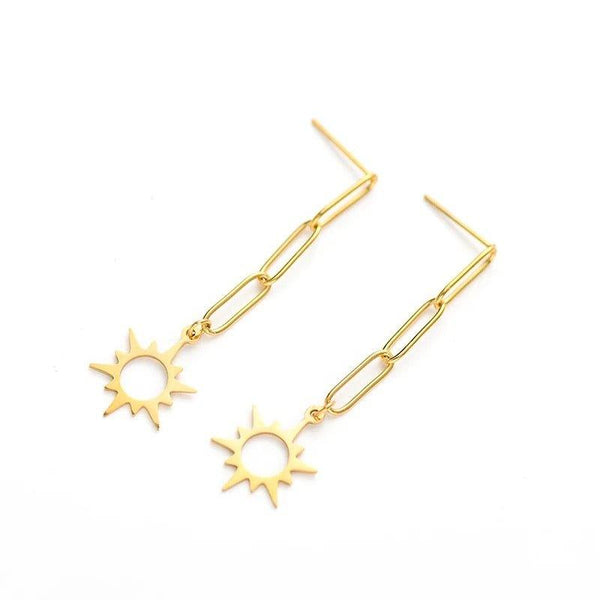 Gold Star Dangle Earrings, photo 1