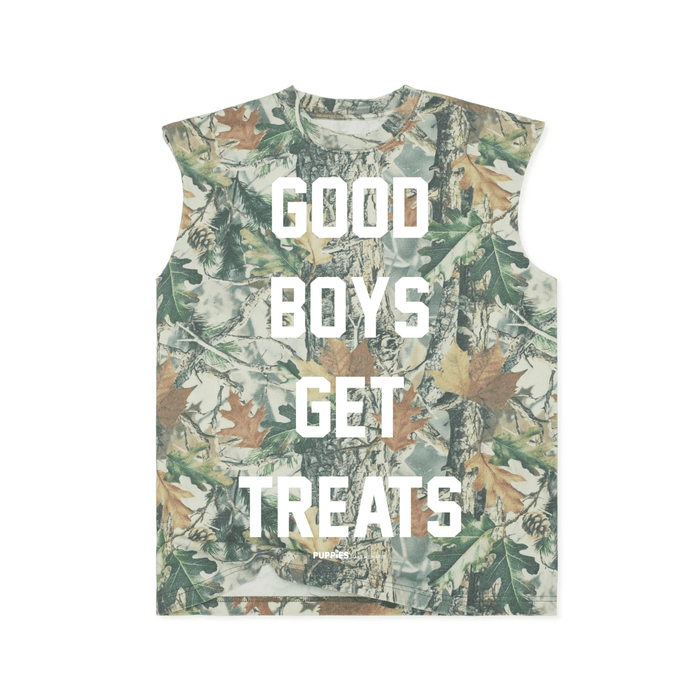 Good Boys Get Treats Muscle Tank in camouflage (oversized fit)