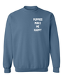 Motto Puppies Make Me Happy Unisex Crewneck Sweatshirt in stone blue