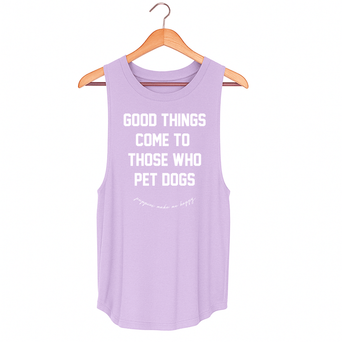 Good Things Come to Those Who Pet Dogs Sleeveless Tank in lilac