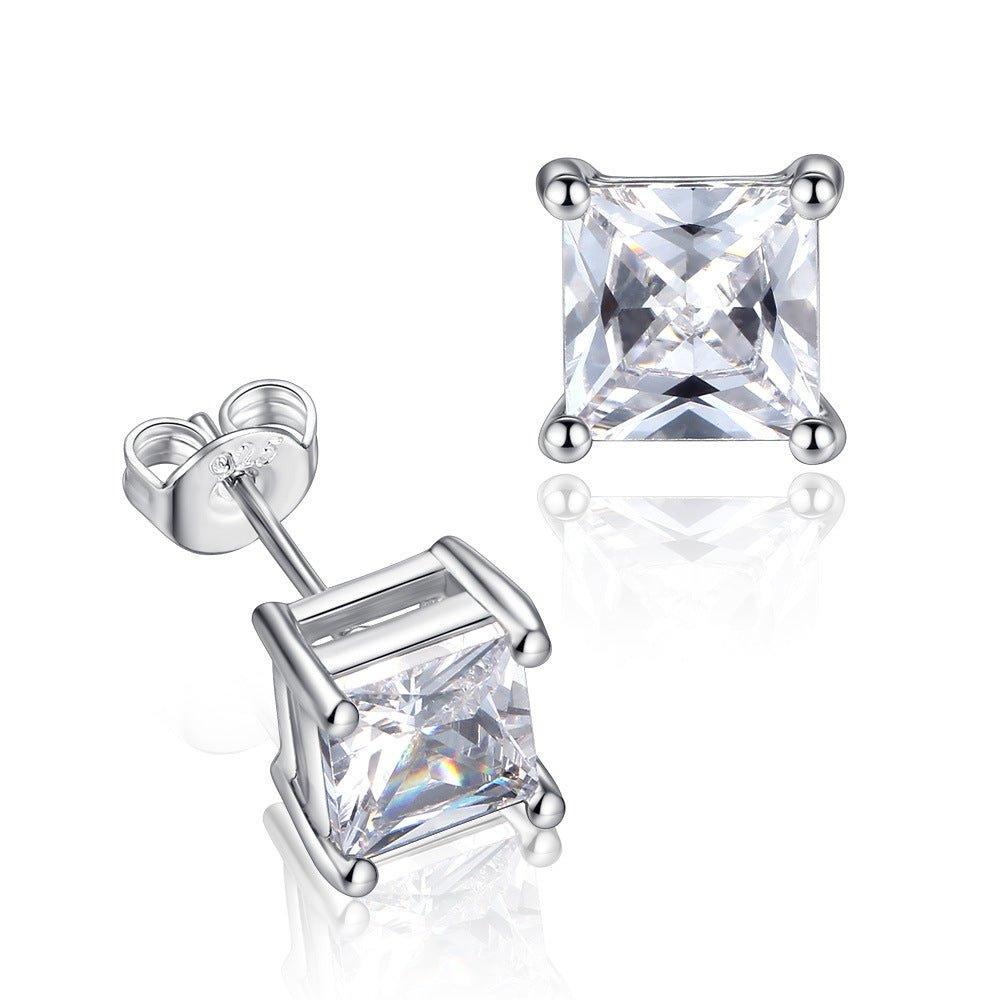 Half Carat Princess Cut Cubic Zirconia Stud Earrings, photo 1