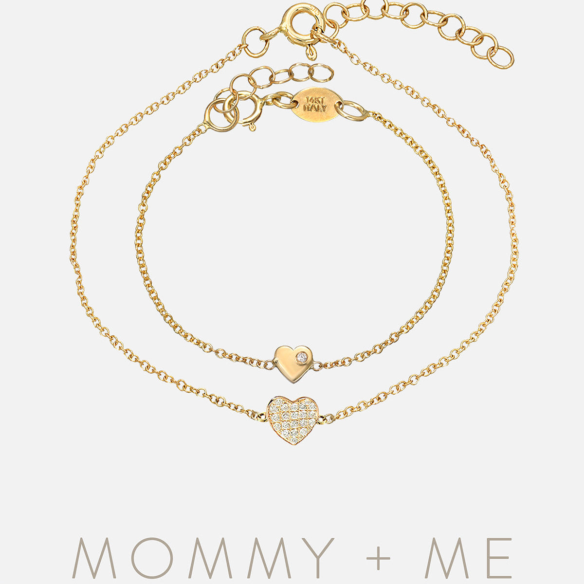 Conjunto de pulseras de corazón Mommy and Me en oro de 14K, foto 1