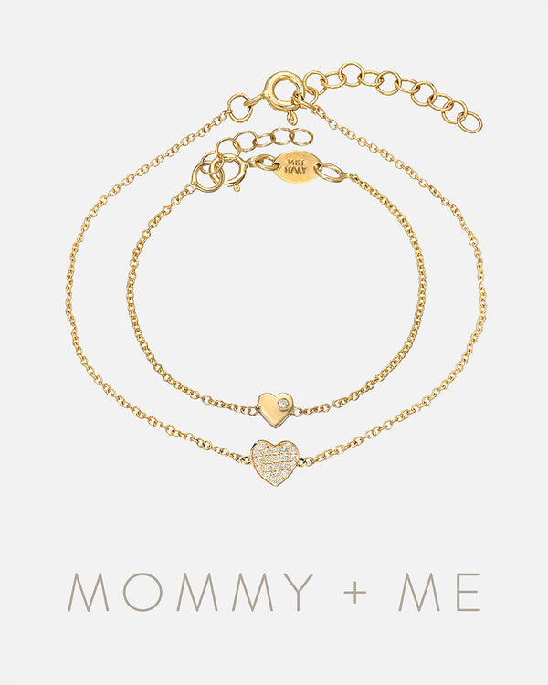 14K Gold Mommy and Me Heart Bracelet Set, photo 1