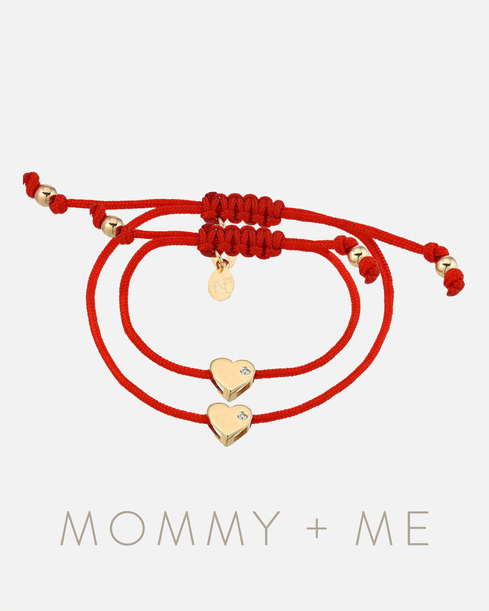 Mommy and Me Heart with Diamond Fortune Bracelet Set, photo 1