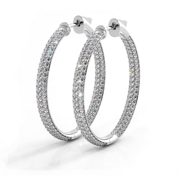 2.5 CTW Lab-Created Moissanite Triple Row Hoop Earrings, photo 1