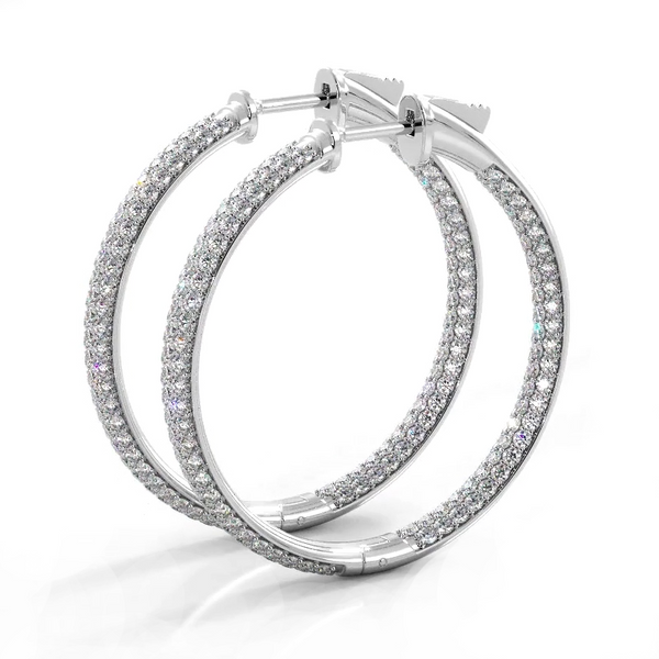 2.5 CTW Lab-Created Moissanite Triple Row Hoop Earrings, photo 2