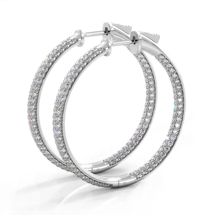 2.5 CTW Lab-Created Moissanite Triple Row Hoop Earrings, photo 2