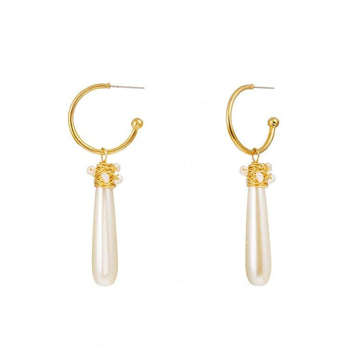 Faux Pearl Hoop Dangle Earrings, photo 1