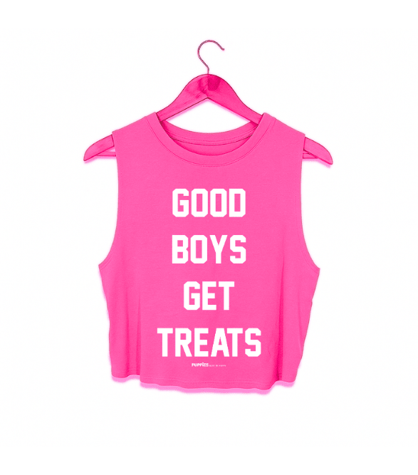 Good Boys Get Treats Crop Tank in hot berry pink